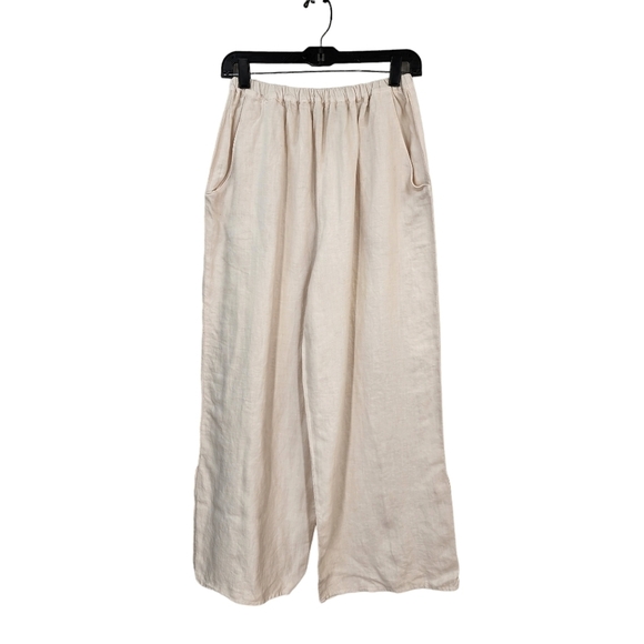 Homefrocks Women's 100% Linen Wide Leg Pull Pant - M - Picture 1 of 6